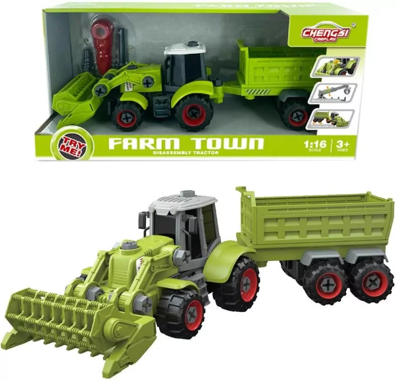 Askato. Traktor z łyżką i przyczepą do skręcania - tantis.pl