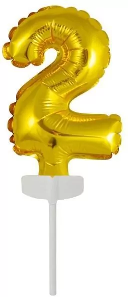 Balon foliowy mini cyfra 2 złota 8x12cm - tantis.pl