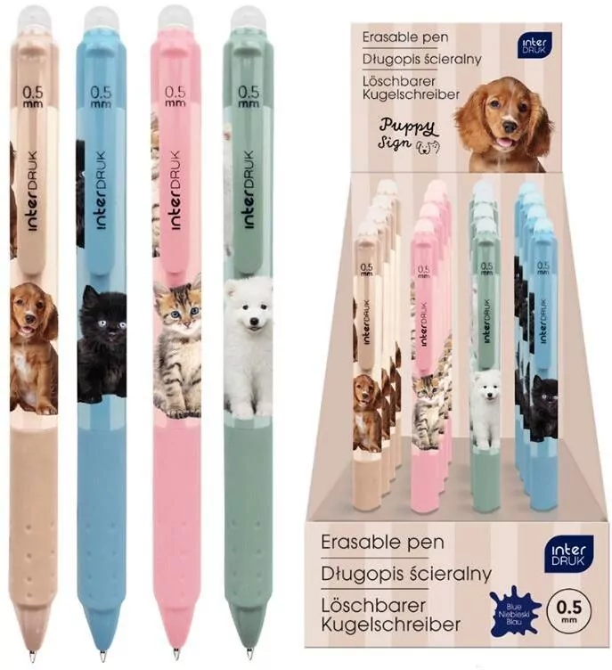 Długopis ścieralny auto z grip. Puppy Sign (24szt) - tantis.pl