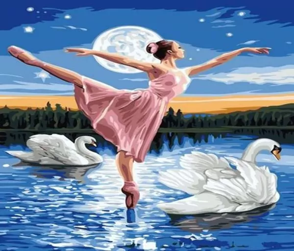 Malowanie po numerach Balerina tańcząca na jeziorze 40x50cm 1008945 - tantis.pl