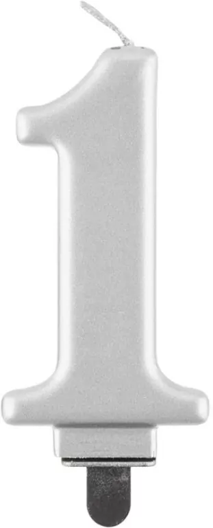 Świeczka B&C 1 metalik srebrna 8,0cm - tantis.pl