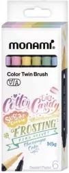 Dwustronne pisaki pędzelkowe 6kol pastel MONAMI