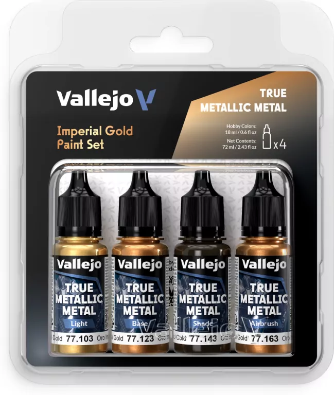 Vallejo: 77.252 - True Metallic Metal - Imperial Gold Paint Set - tantis.pl