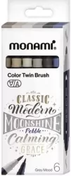 Dwustronne pisaki pędzelkowe 6kol grey MONAMI