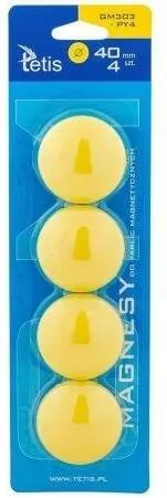 Tetis. Magnesy do tablic, żółte gładkie 40mm/4 - tantis.pl