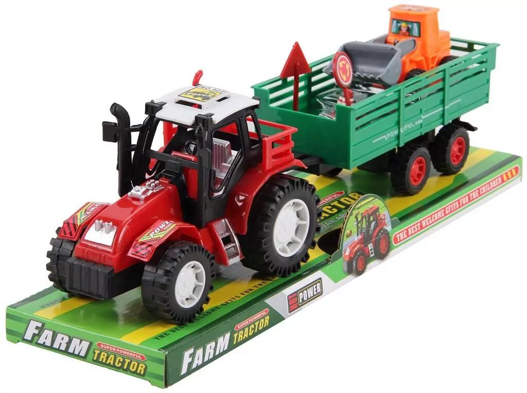 Traktor z przyczepą i spychaczem - tantis.pl