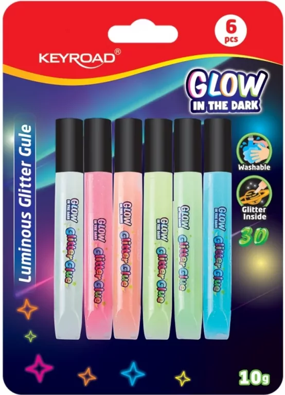 Klej brokatowy fluorescencyjny 10ml 6 kolorów - tantis.pl