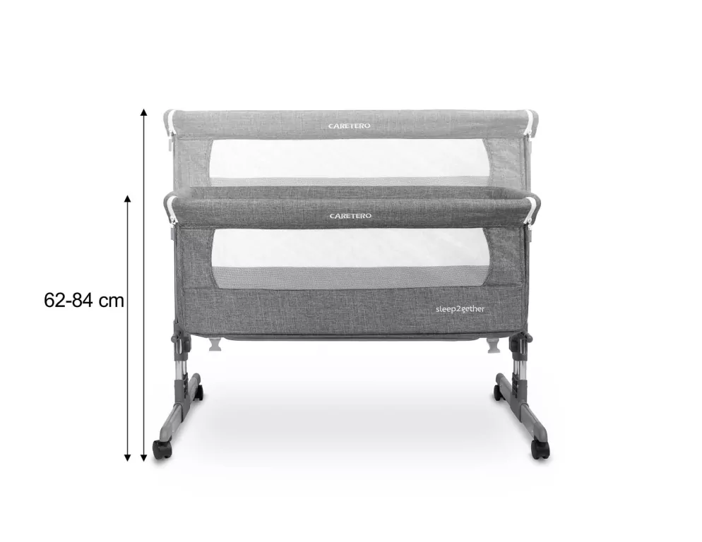 Caretero Łóżeczko dostawne Sleep2gether grafitowe - tantis.pl