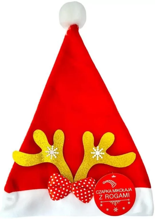 Czapka Mikołaja ze złotymi rogami - tantis.pl