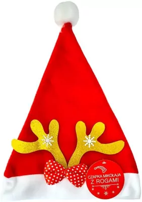 Czapka Mikołaja ze złotymi rogami