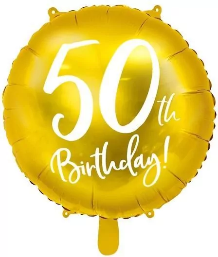 Balon foliowy 50th Birthday 45cm złoty - tantis.pl