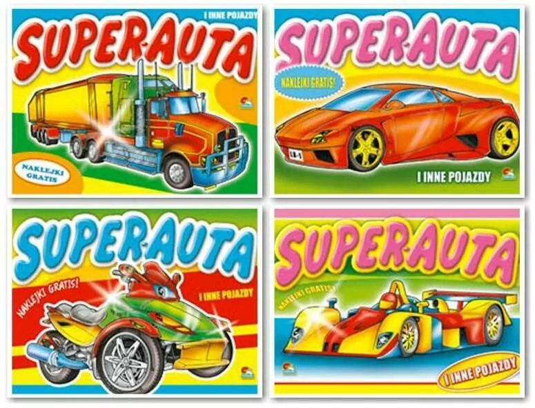 Super auta. Malowanki z naklejkami. Mix - tantis.pl