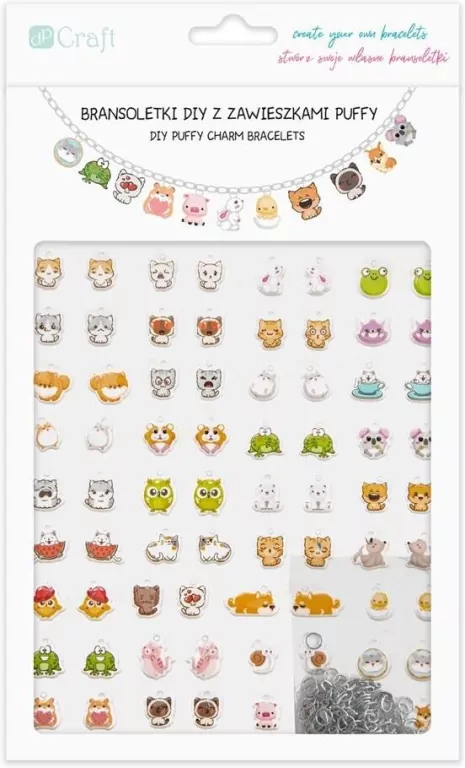 Bransoletki DIY z zawieszkami puffy Cute animals - tantis.pl