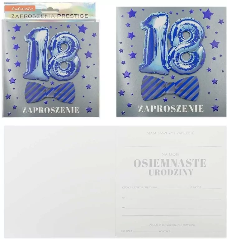 Zaproszenie Urodziny 18 5szt - tantis.pl