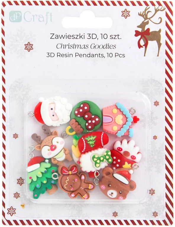 Zawieszki polimerowe 3D - Christmas goodies 10szt - tantis.pl