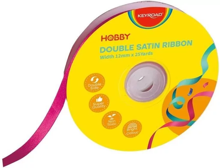 Wstążka podwójna satynowa różowa 12mmx22,86m - tantis.pl