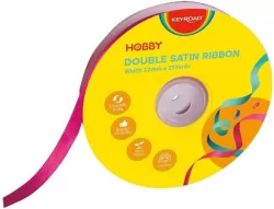 Wstążka podwójna satynowa różowa 12mmx22,86m