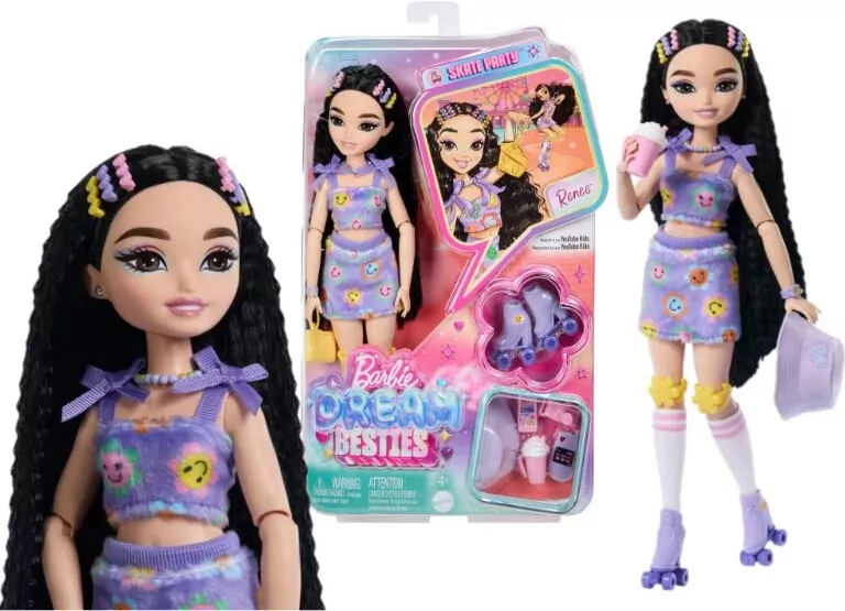 Barbie DreamBesties. Lalka Renee na wrotkach JFX99 - tantis.pl