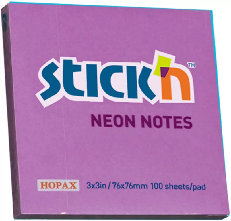 Notes samoprzylepny 76x76 mm fioletowy neon 100 sztuk - tantis.pl