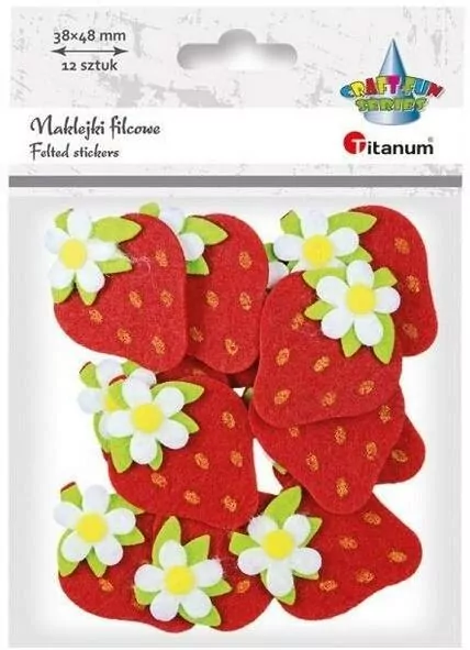 Naklejki filcowe 3D truskawki 38x48mm - tantis.pl