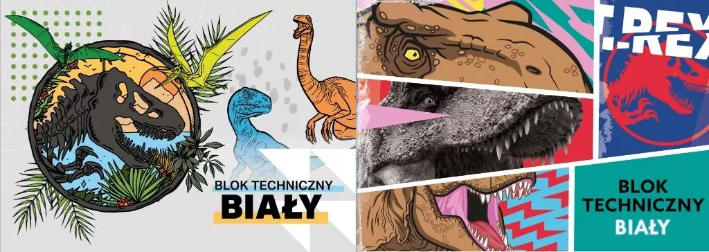 Blok techniczny A4/10K biały Jurassic park mix - tantis.pl