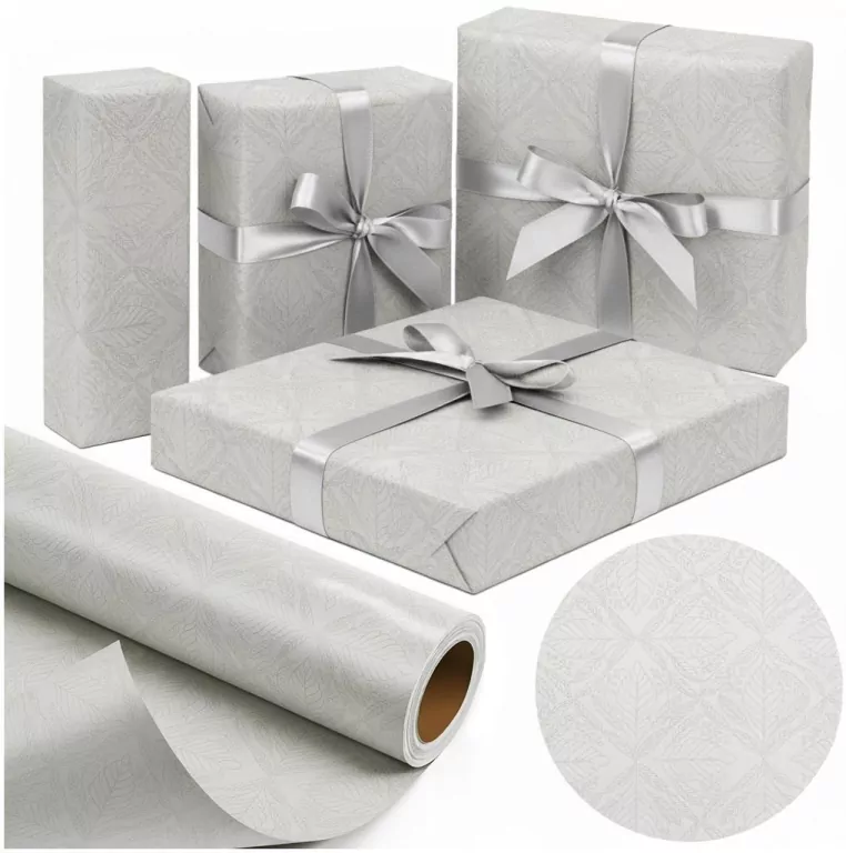 Papier ozdobny Srebrny Liść X-Strong 57cmx25m - tantis.pl