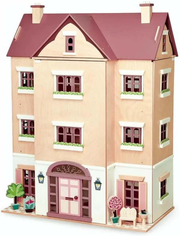Domek dla lalek drewniany czteropiętrowy - tantis.pl