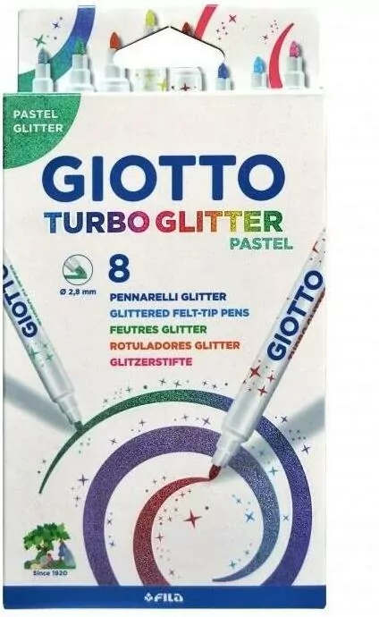 Giotto. Pisaki Turbo glitter pastel, 8 kolorów - tantis.pl