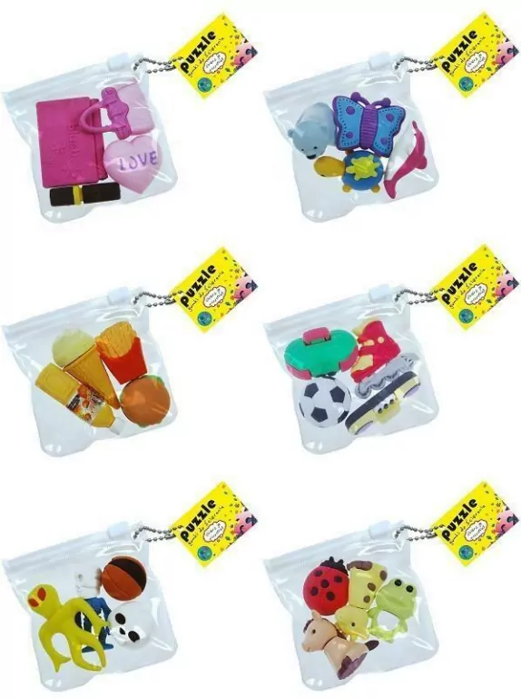 Gumki do ścierania, 4 sztuki w zestawie. Mix wzorów - tantis.pl