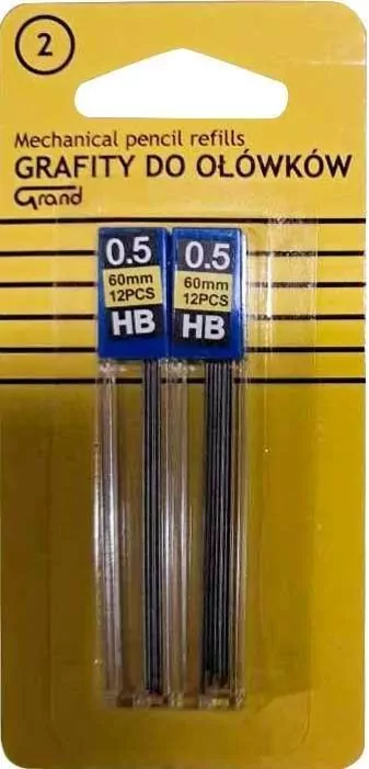 Grafity do ołówków automat. 0,5mm HB 12sztx2 GRAND - tantis.pl