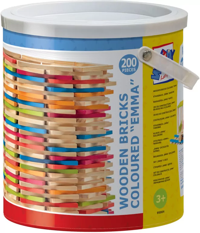 Klocki drewniane kolorowe Emma 200 sztuk 95004 Woody - tantis.pl