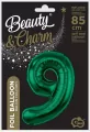 Balon foliowy. Cyfra 9. Zieleń butelkowa 85cm - tantis.pl