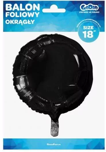 Balon foliowy okrągły czarny 45,7cm - tantis.pl