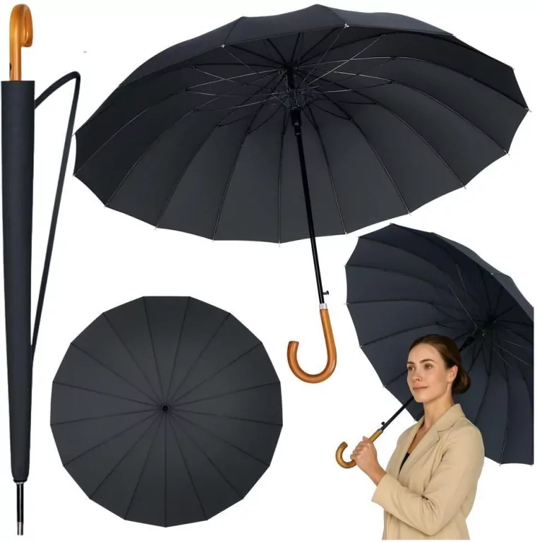 Parasol automatyczny z pokrowcem czarny 115cm - tantis.pl