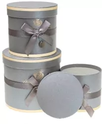 Pudełko Flower Box z kokardą szary ROZETTE