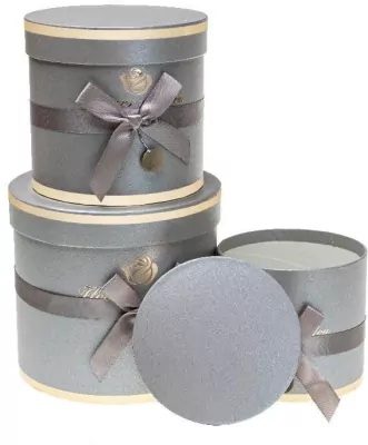 Pudełko Flower Box z kokardą szary ROZETTE