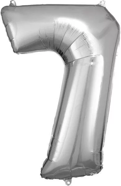 Balon foliowy cyfra 7 srebrna 57x86cm - tantis.pl