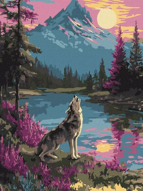 Malowanie po numerach - Samotny wilk 30x40cm - tantis.pl