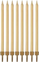 Świeczki urodzinowe z podstawkami. B&C. Złote 10cm