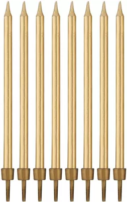 Świeczki urodzinowe z podstawkami. B&C. Złote 10cm