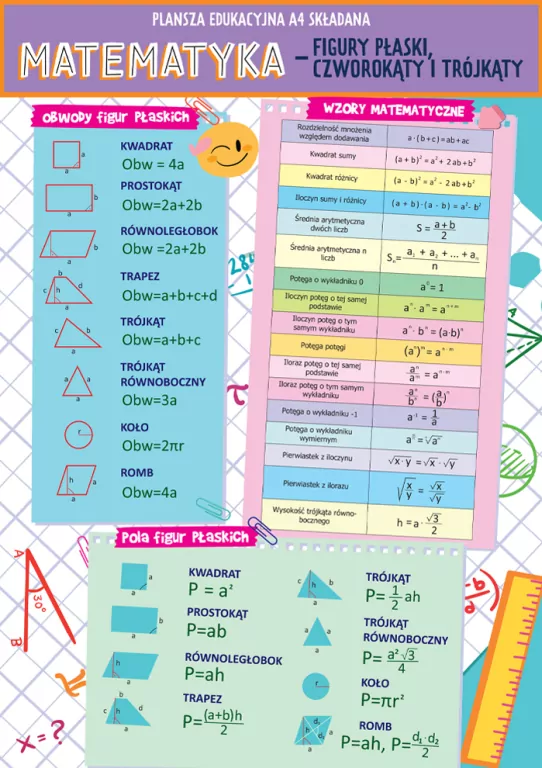 Karta edu składana matematyka - figury A4 - tantis.pl