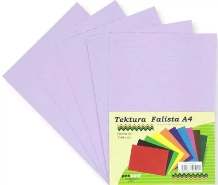 Tektura A4 falista lawendowa 5szt - tantis.pl