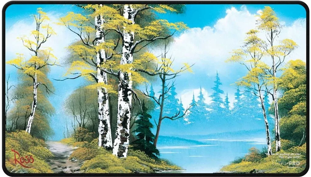 Ultra-Pro: Black Stitched Playmat - Bob Ross - Lakeside Path - tantis.pl