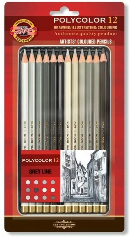 KREDKI POLYCOLOR 3822 12 SZT LINIA SZAROŚCI OP. METALOWE - tantis.pl