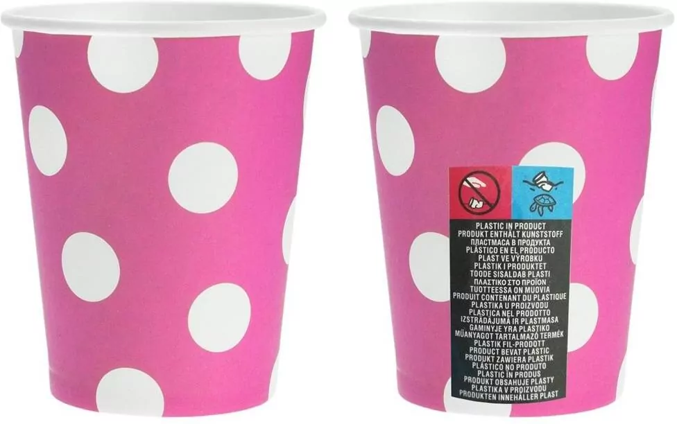 Kubeczki papierowe Magenta groszki 270ml 6szt - tantis.pl