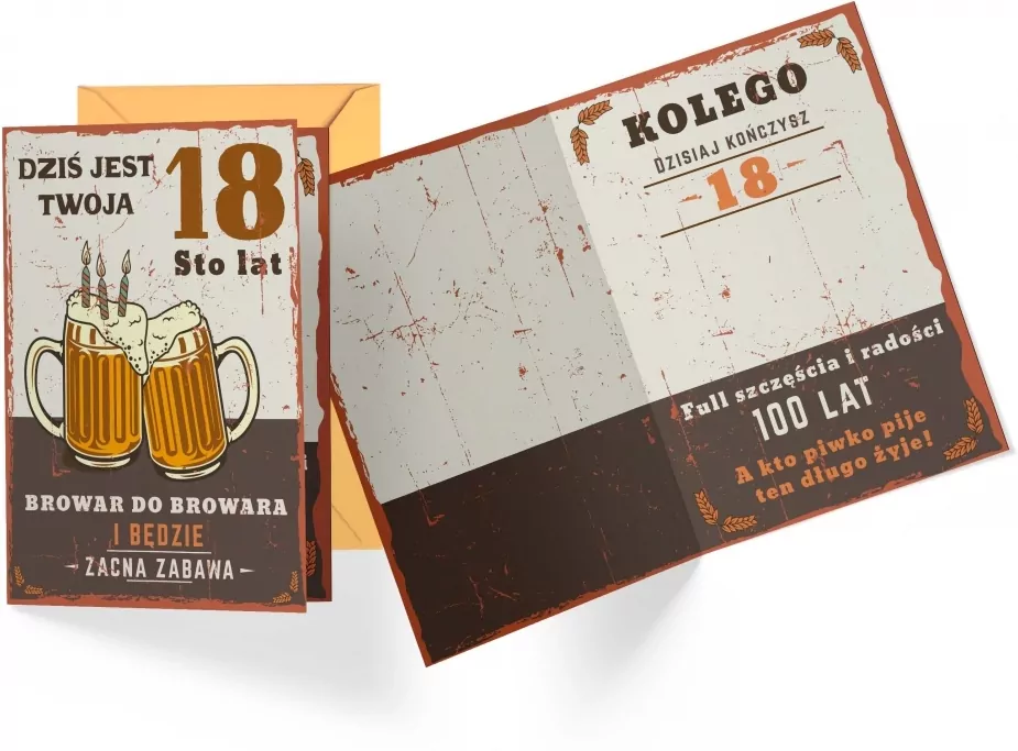 Karnet okolicznościowy B6. Urodziny 18. Kukartka - tantis.pl