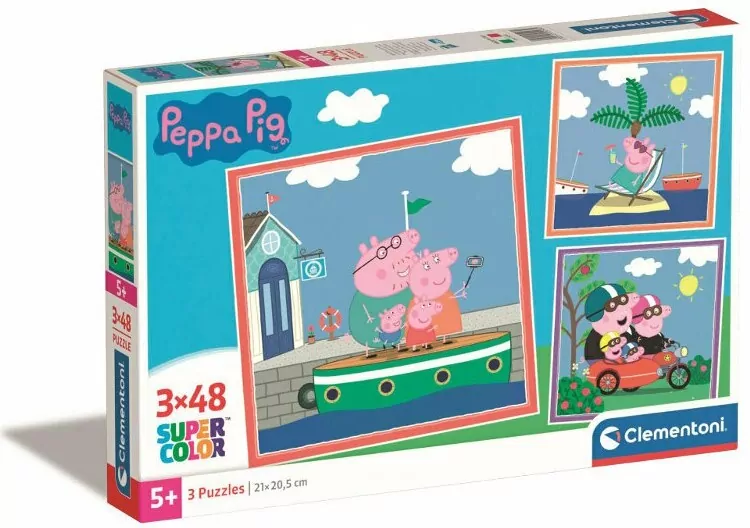 Clementoni. Puzzle 3x48 Super Kolor. Peppa Pig - tantis.pl