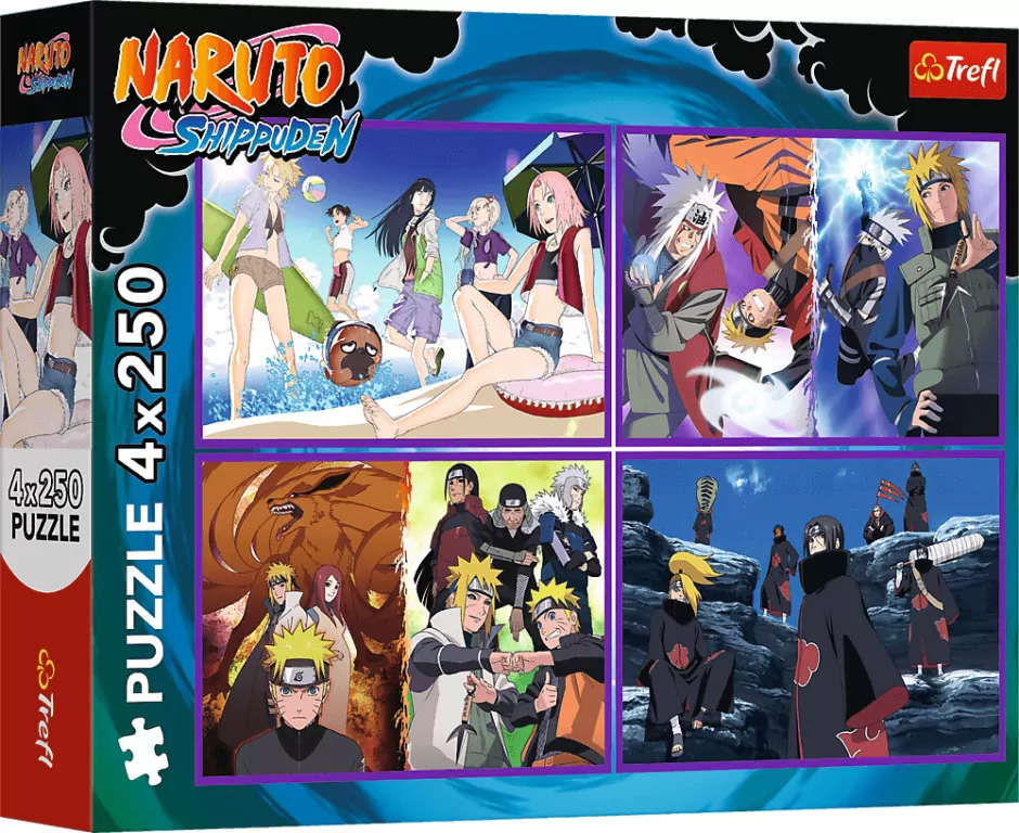 Puzzle 4x250 Przygody Naruto Uzumaki TREFL - tantis.pl
