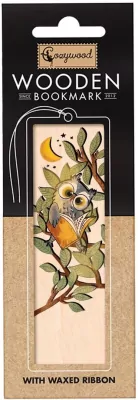 Zakładka drewniana Czytająca sowa