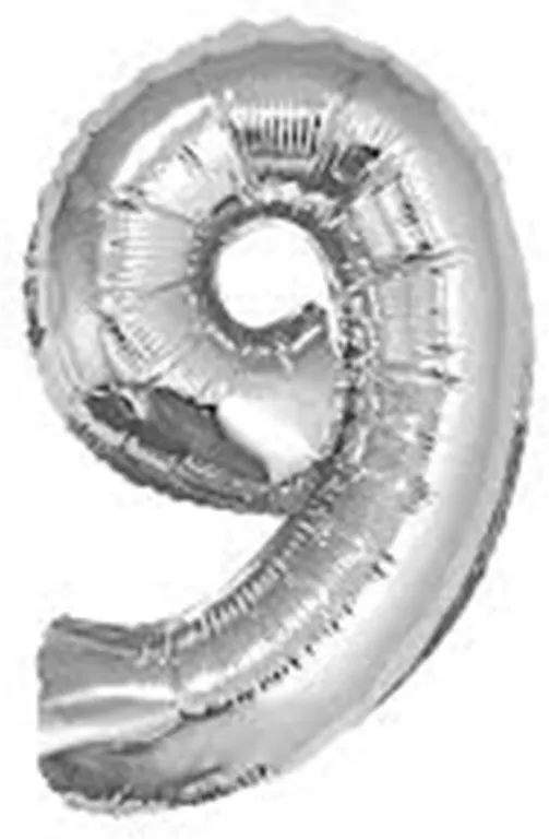Balon foliowy cyfra 9 Beauty&Charm srebrna 92cm - tantis.pl
